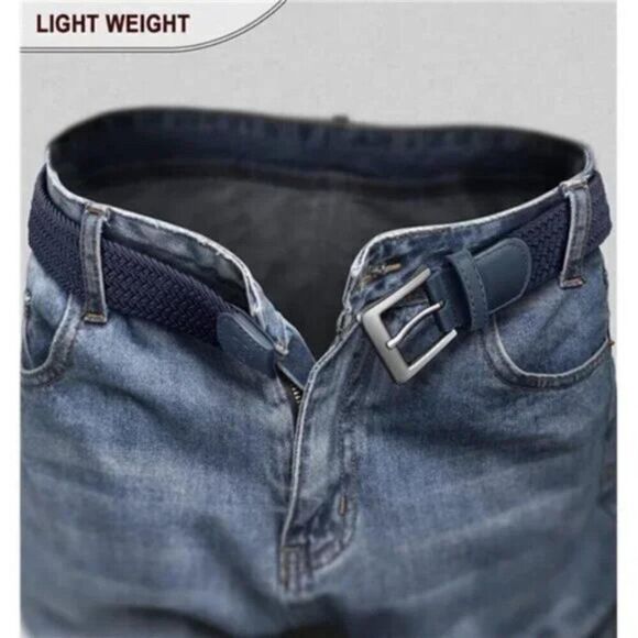 MENS Woven Braided Belt Navy Adjustable Woven Golf Belt Casual - Picture 5 of 8